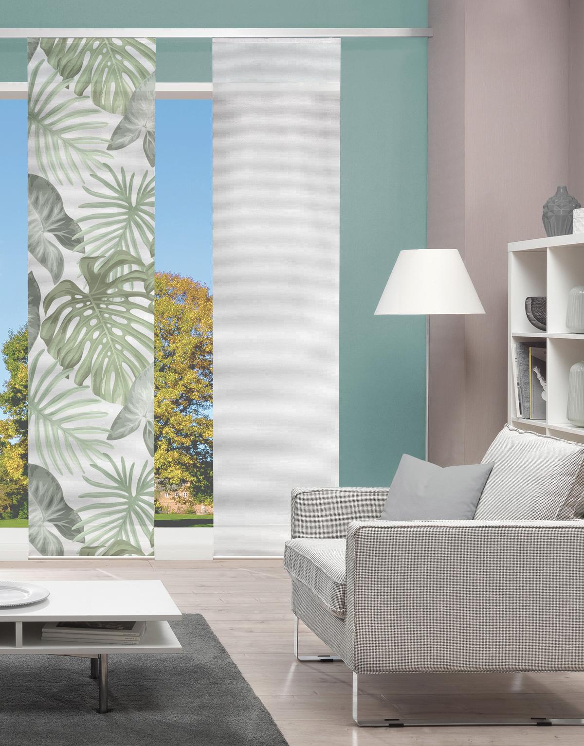 Flächenvorhang Sanja - Grün, Natur, Textil (60cm)