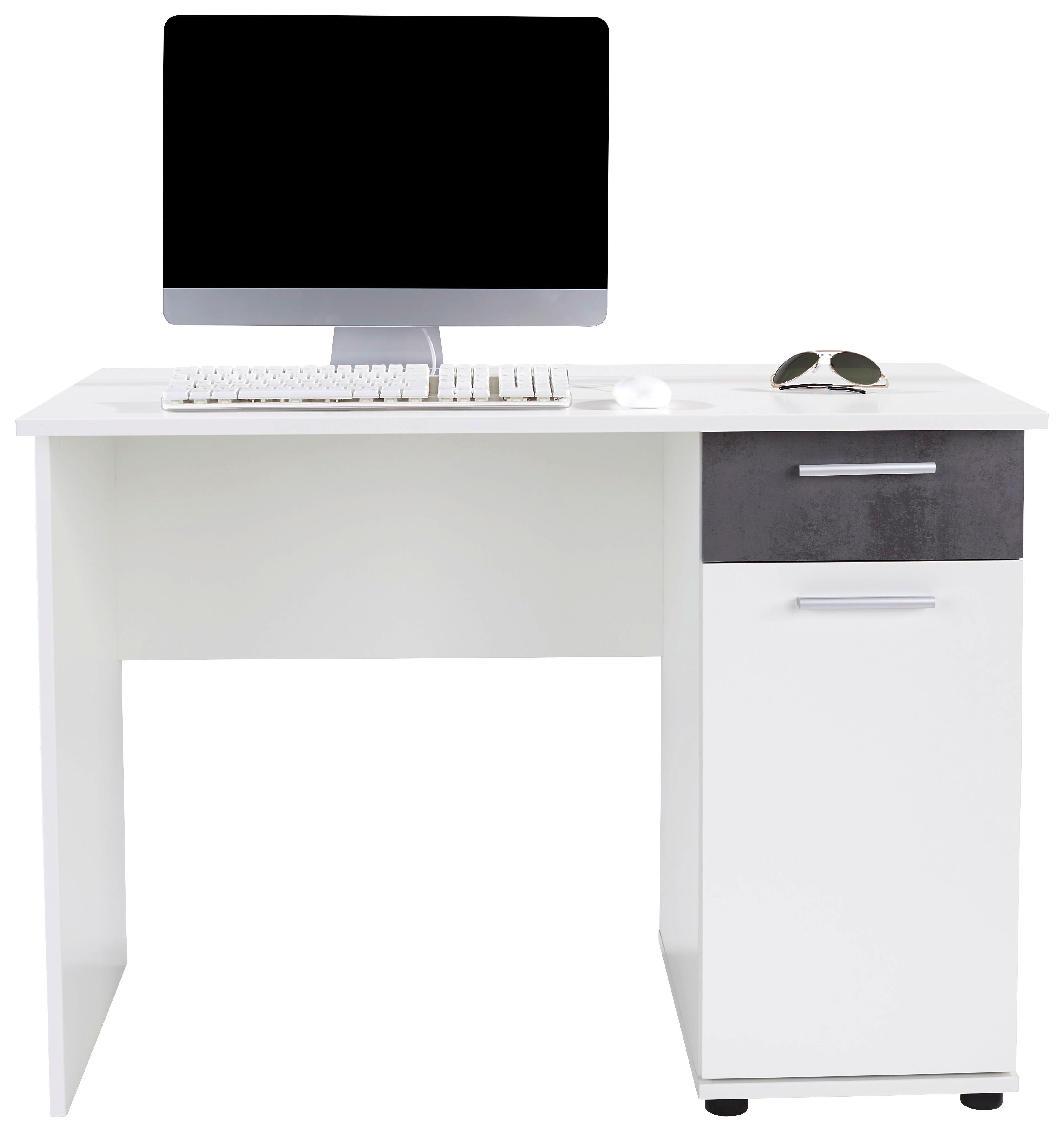 Íróasztal Star - Fehér/Sötétszürke, konvencionális, Faalapú anyag (109/77,7/60cm)