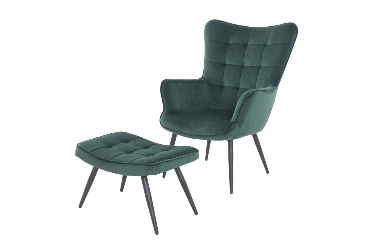 Sesselset Uta Dunkelgrün 2-teilig - Dunkelgrün/Schwarz, Basics, Textil (72-60/97-39/80-41cm) - MID.YOU