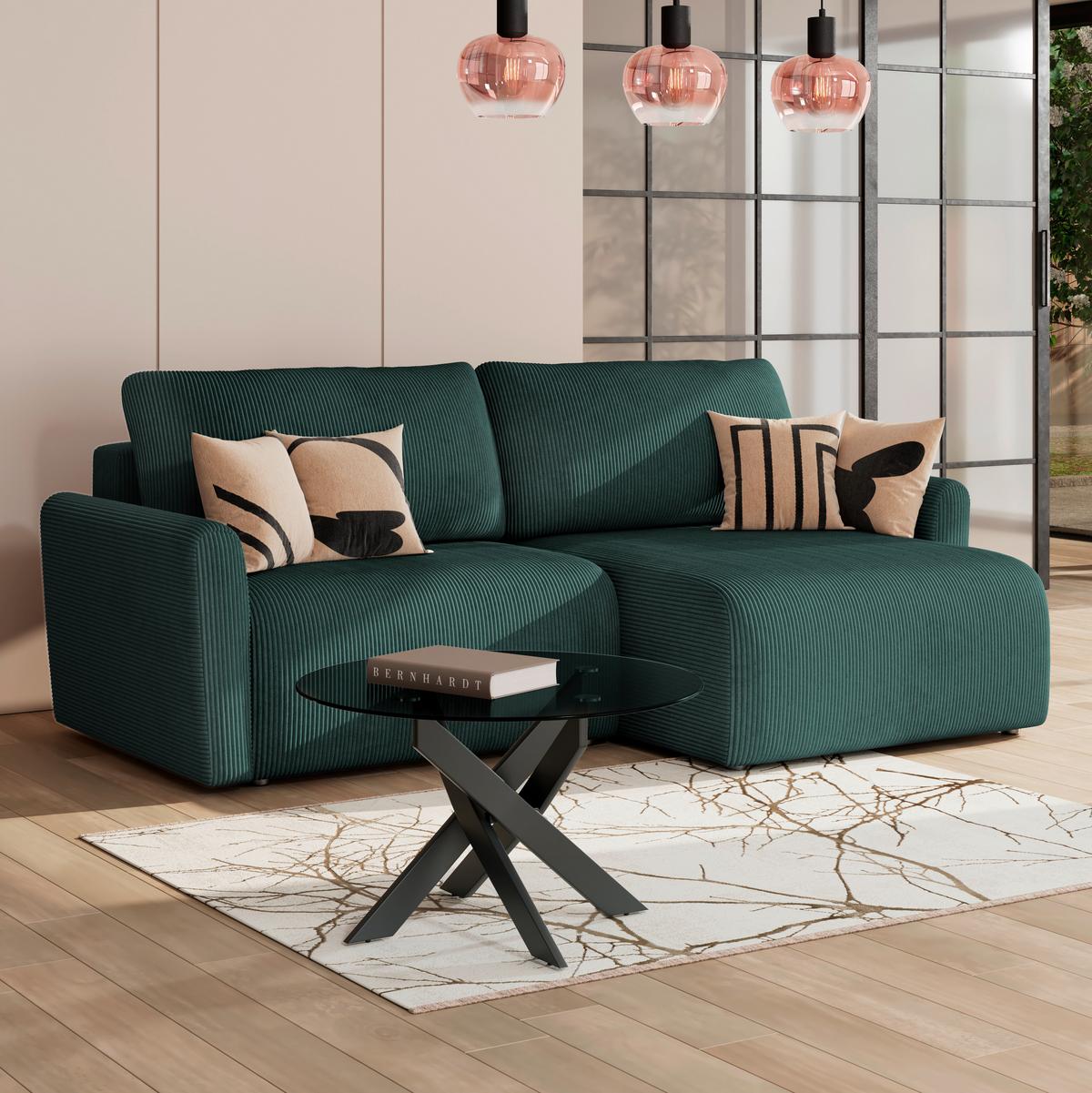 Ecksofa Josh Dunkelgrün S: 229x146 Cm - Dunkelgrün, Trend, Textil (229/146cm)