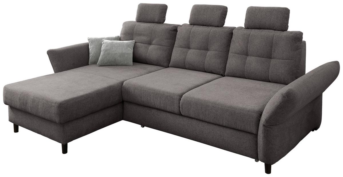 Ecksofa Brizzini Graubraun S: 176/250-280 cm - Graubraun/Hellgrau, MODERN, Holz/Textil (176/250-280cm) - Livetastic