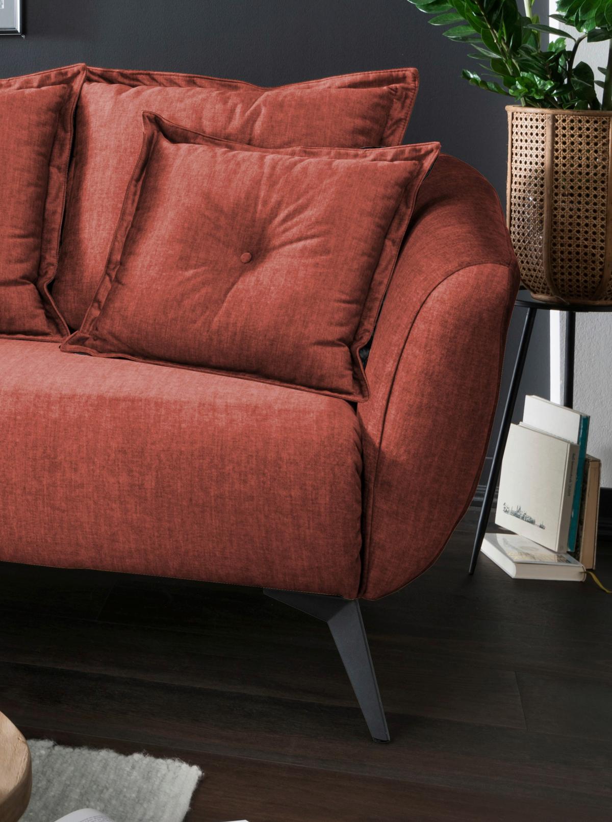Ecksofa Baggio Mit Kissen Textil Koralle - Koralle/Schwarz, MODERN, Holz/Textil (162/277cm) - Livetastic