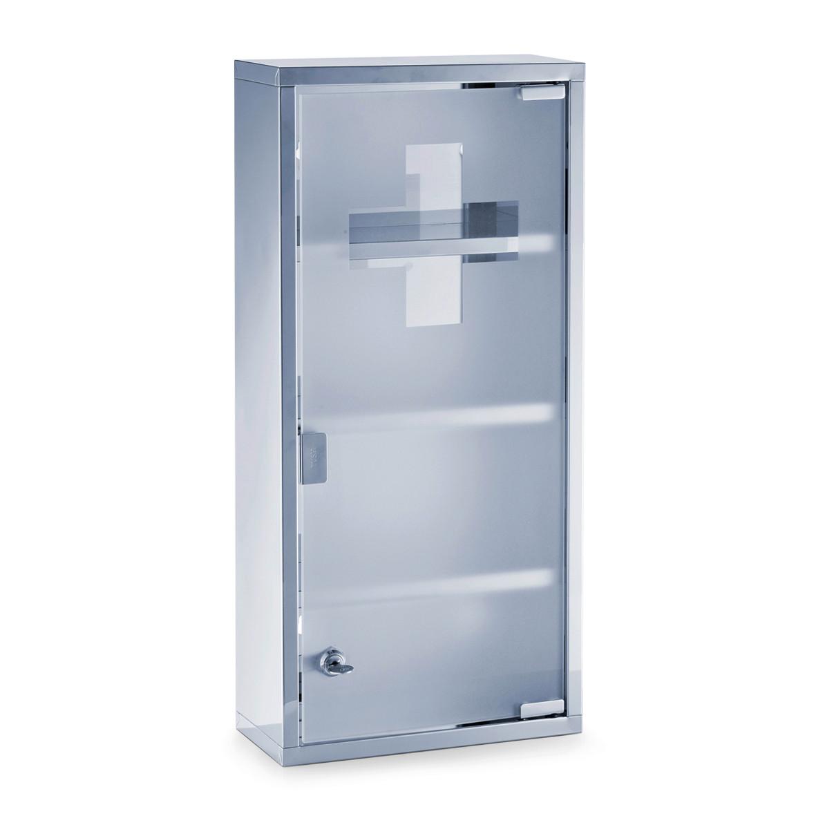 Medizinschrank Silberfarben B: 27 cm - Silberfarben, Basics, Glas/Metall (27/57/12cm) - Zeller Present
