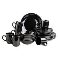 Kombiservice Metallic Rim 6 Personen Schwarz 24-Teilig - Schwarz, Basics, Keramik - Mäser