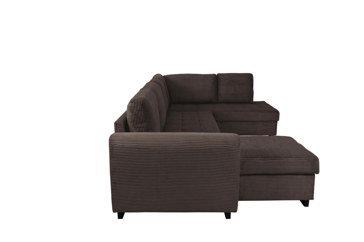 Souprava U MALTE, pravá, šedohnědý manšestr - černá/šedavě hnědá, Moderní, textil/plast (155/305/178cm) - Based