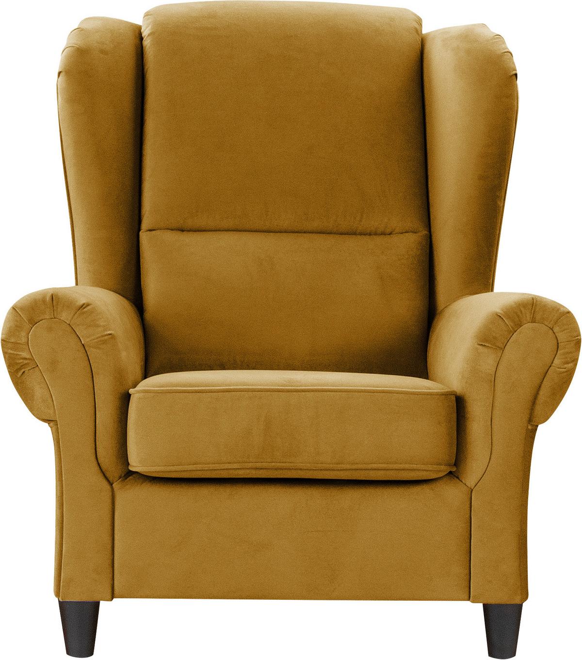 Ohrensessel Baron Senfgelb B: 94 cm - Senfgelb/Schwarz, Design, Textil (94/112/92cm) - MID.YOU