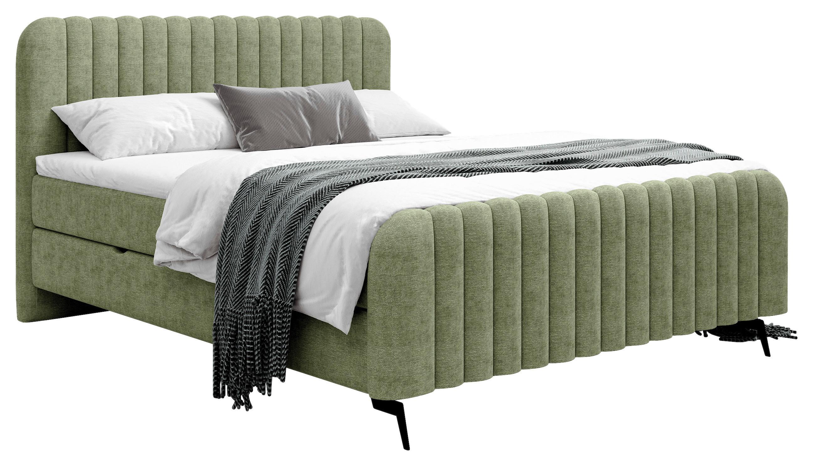 BOXBETT Liam Grün 160x200 cm - Schwarz/Grün, MODERN, Holz/Holzwerkstoff (160/200cm) - Livetastic