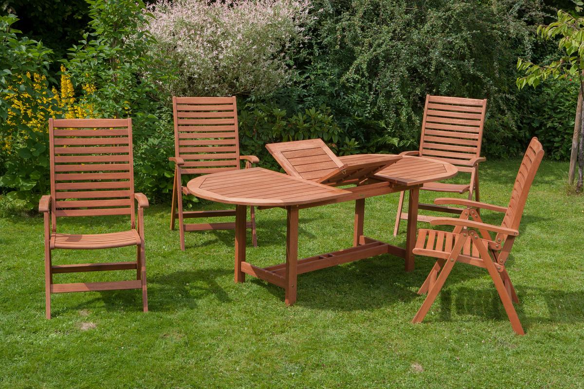 Gartengarnitur 5-Tlg. La Plata Echtholz - Akaziefarben, ROMANTIK / LANDHAUS, Holz - Gardenson