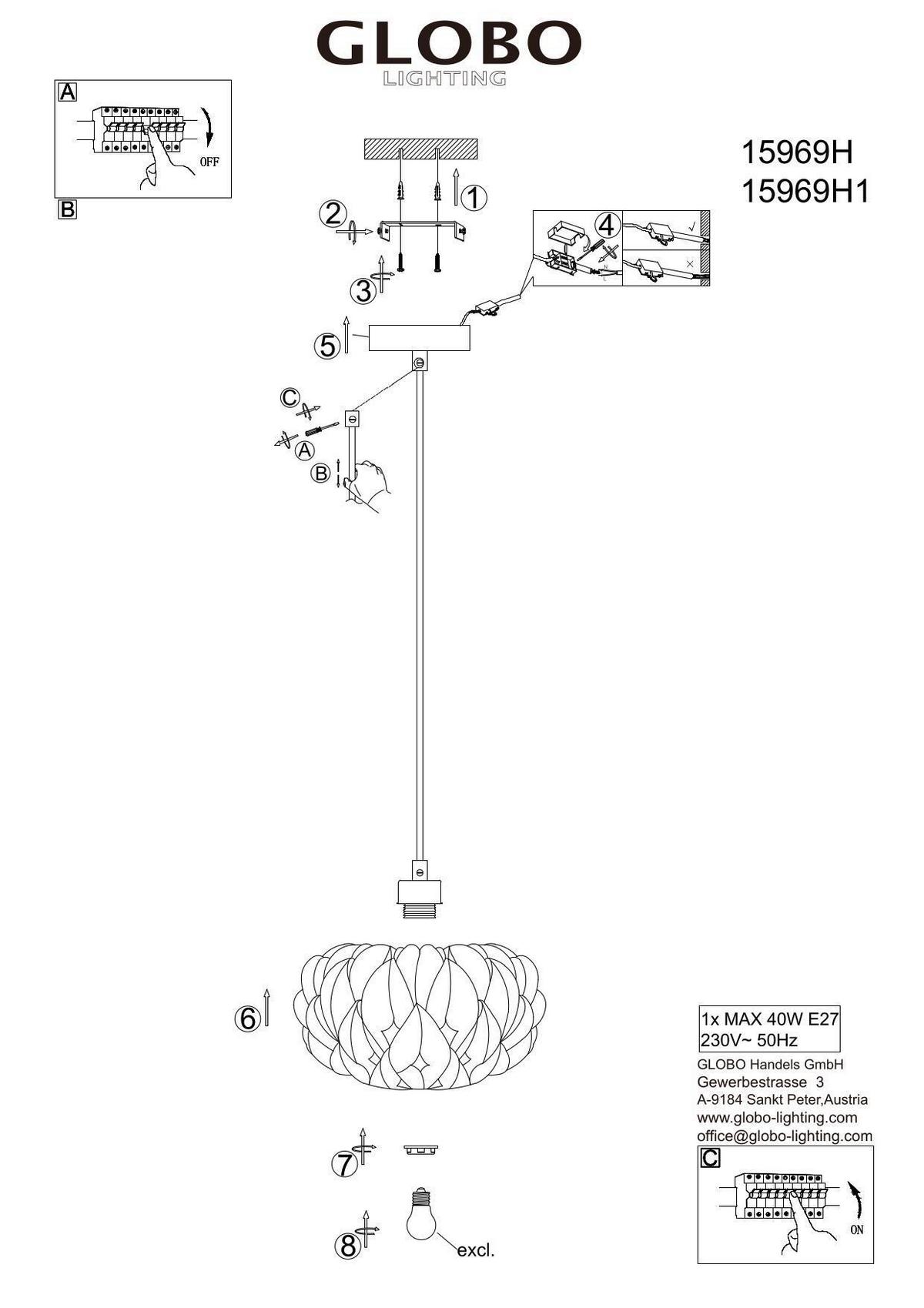 HÄNGELEUCHTE beliebig kürzbar - Klar/Chromfarben, Design, Kunststoff/Metall (25/120cm) - Globo