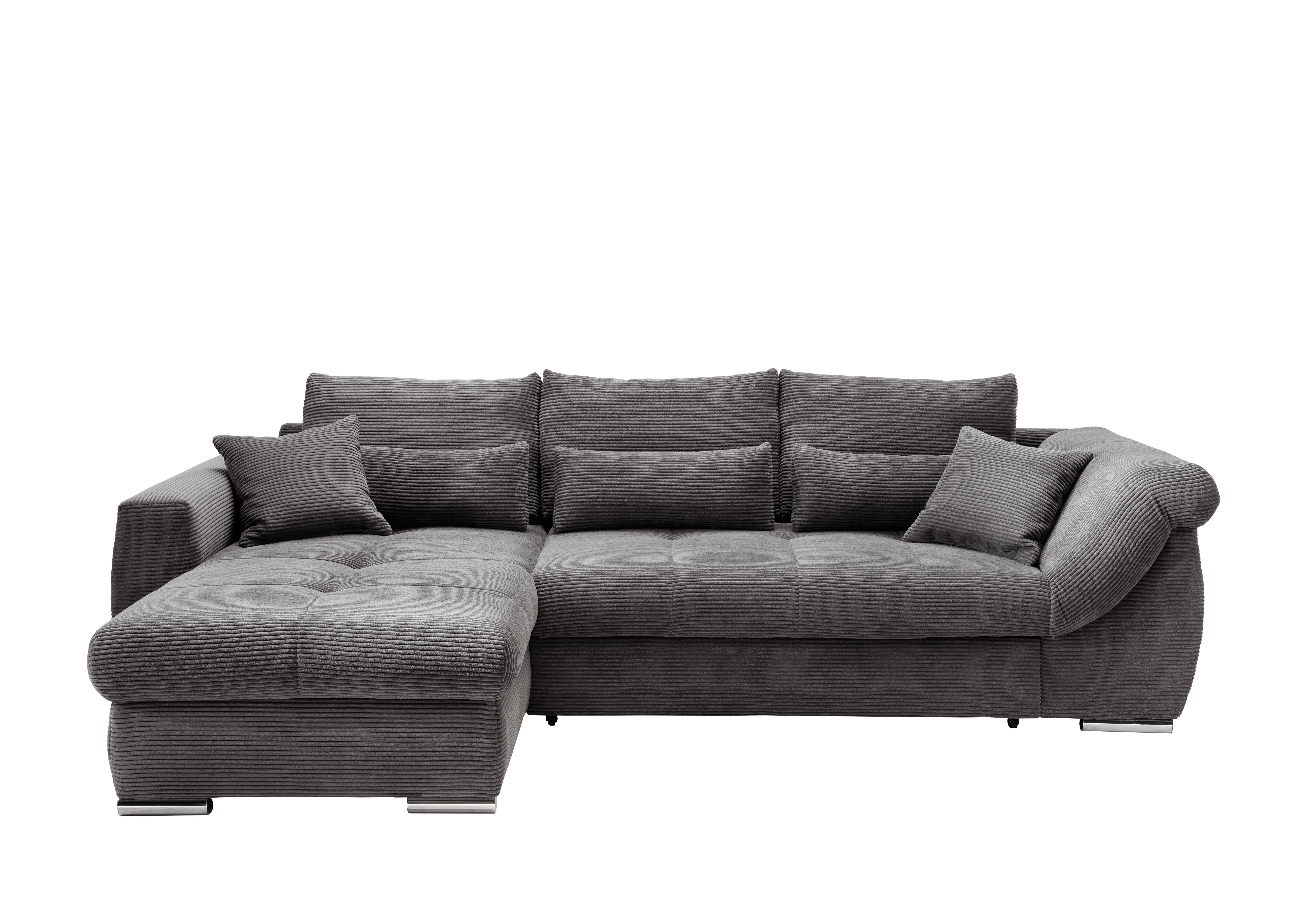 Ecksofa Federico Grau S: 188/302 cm - Chromfarben/Grau, MODERN, Textil (188/302cm) - MID.YOU