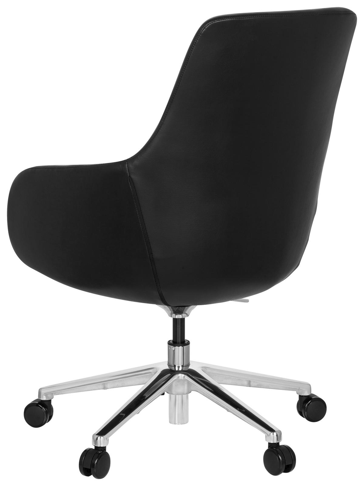 Bürostuhl Bareno Mit Armstützen Schwarz - Alufarben/Schwarz, MODERN, Leder/Kunststoff (65/104/54cm) - MID.YOU