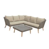 Loungegarnitur Pamplona - Hellbraun/Dunkelbraun, Basics, Glas/Holz (160/75/294cm) - Gardenson