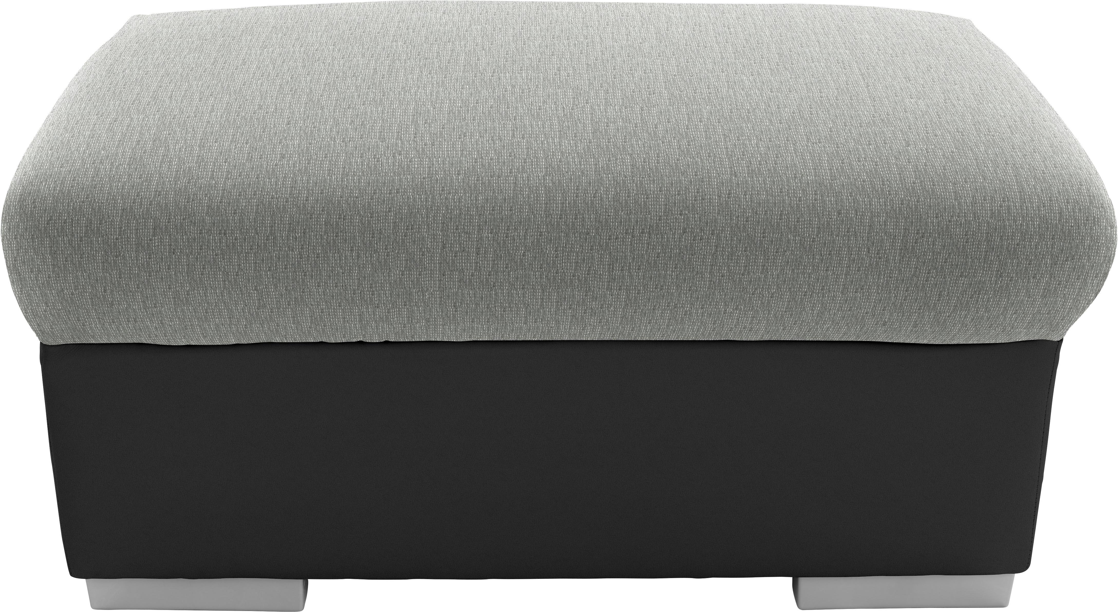 HOCKER Milla - Silberfarben/Schwarz, MODERN, Holz/Textil (95/46/65cm)