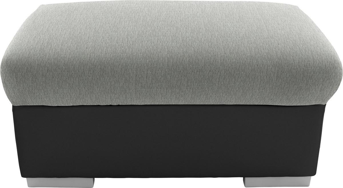 HOCKER Milla - Silberfarben/Schwarz, MODERN, Holz/Textil (95/46/65cm)