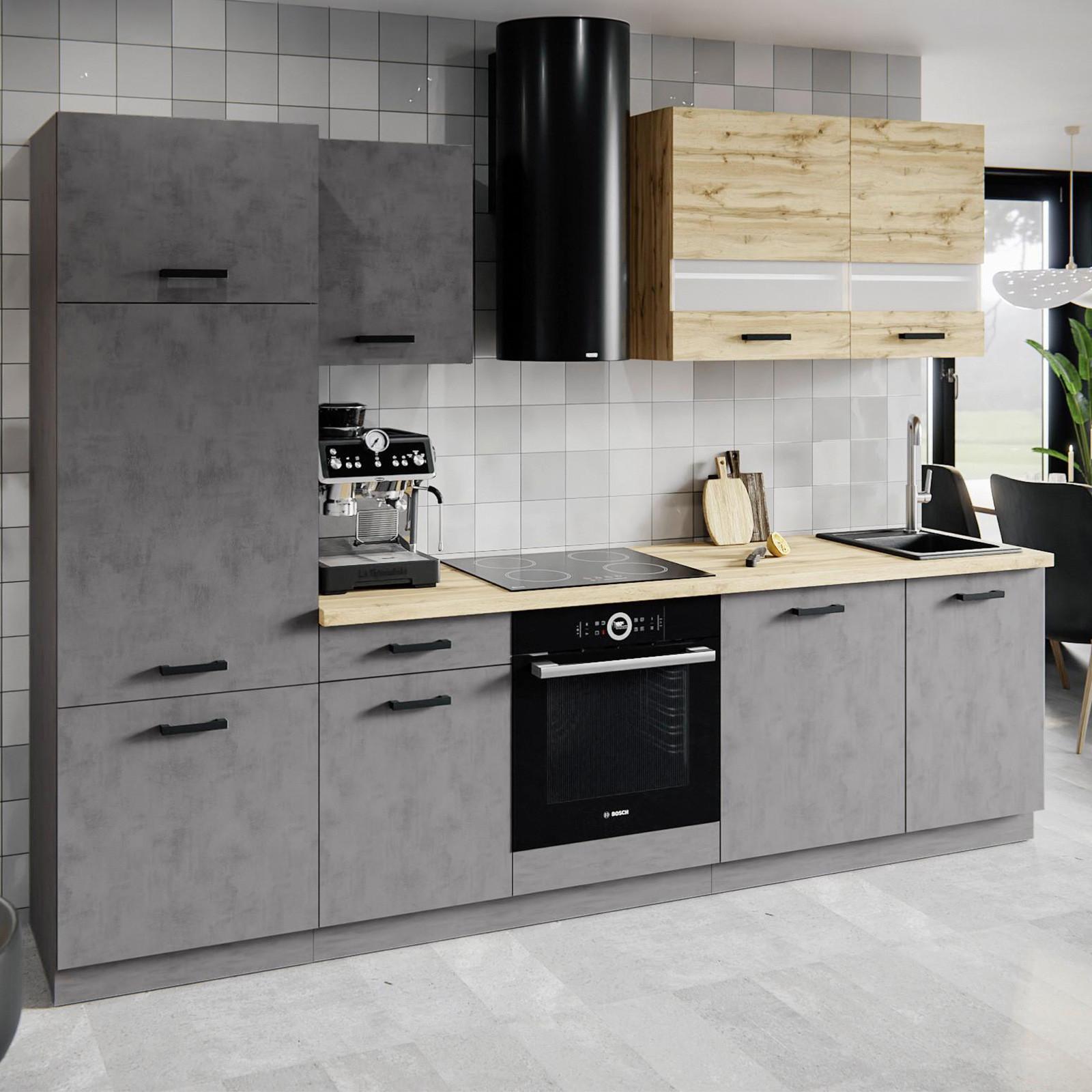 Kuchynský blok VIOLA - čierna/dub wotan, Basics, kompozitné drevo/plast (280/214/60cm) - P & B