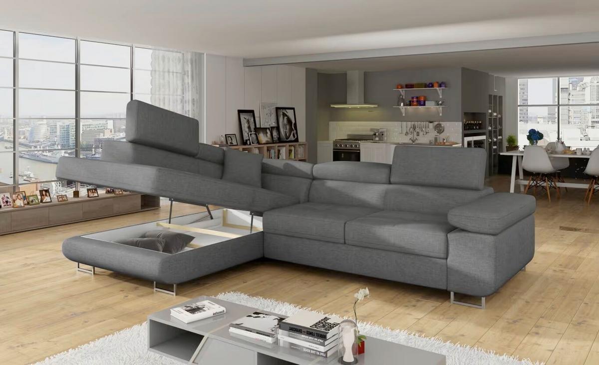 Ecksofa Anton Grau S: 203x272 Cm - Chromfarben/Grau, Design, Textil (203/272cm) - MID.YOU