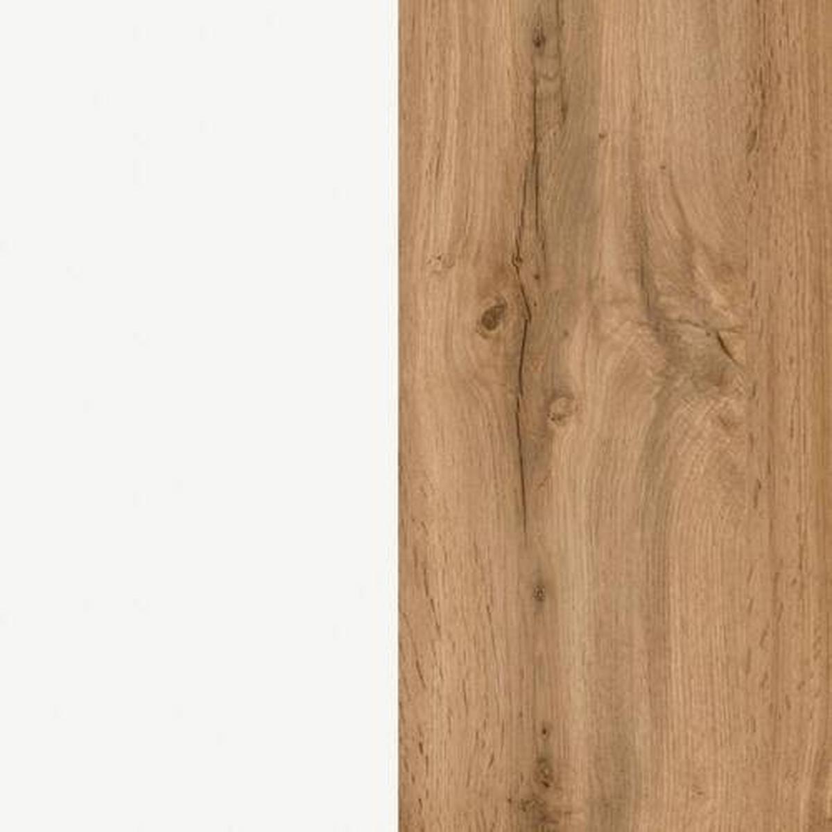 Midischrank Bad Varese B: 65 cm Weiß/Wotaneiche Dekor - Silberfarben/Eiche Wotan, MODERN, Holzwerkstoff (65/130/35cm) - Held