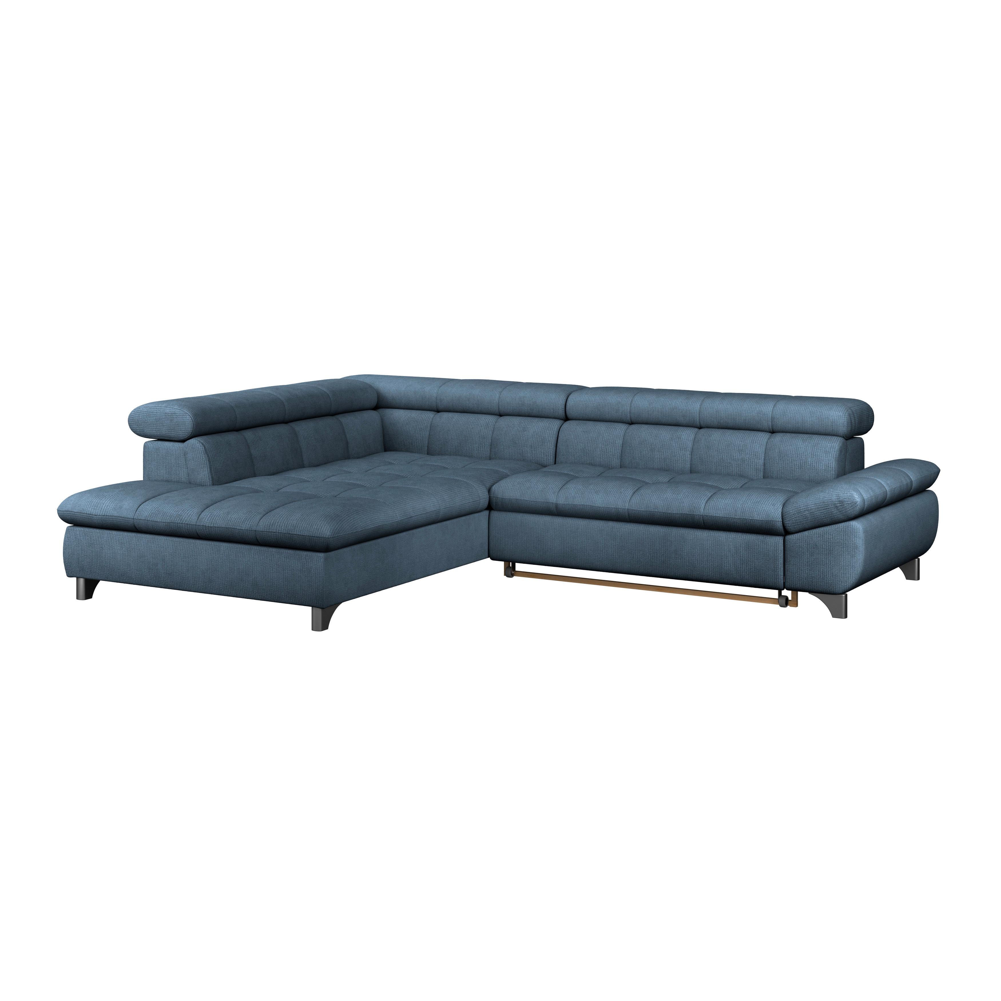Ecksofa Gemini Blau, B: 234cm - Chromfarben/Dunkelblau, KONVENTIONELL, Textil (234/312cm)