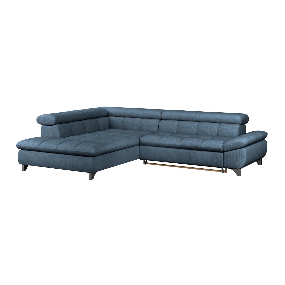 Rohová sedačka GEMINI, ľavá, tmavomodrá ženilka - tmavomodrá/chrómová, Konventionell, kov/textil (234/312cm)