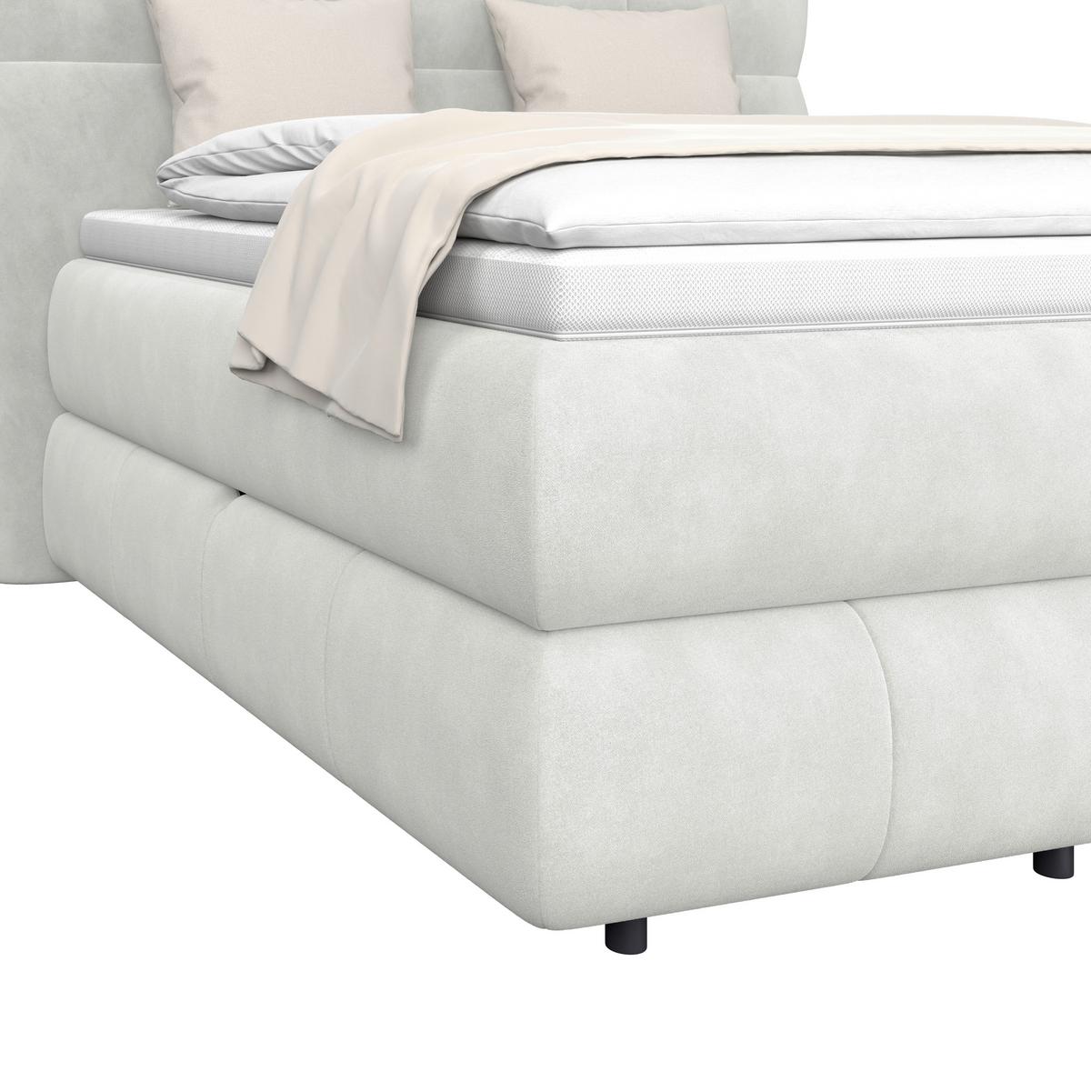 Boxspringbett Carmelo Creme 140x200 cm H4 - Creme/Schwarz, Trend, Textil (140/200cm)