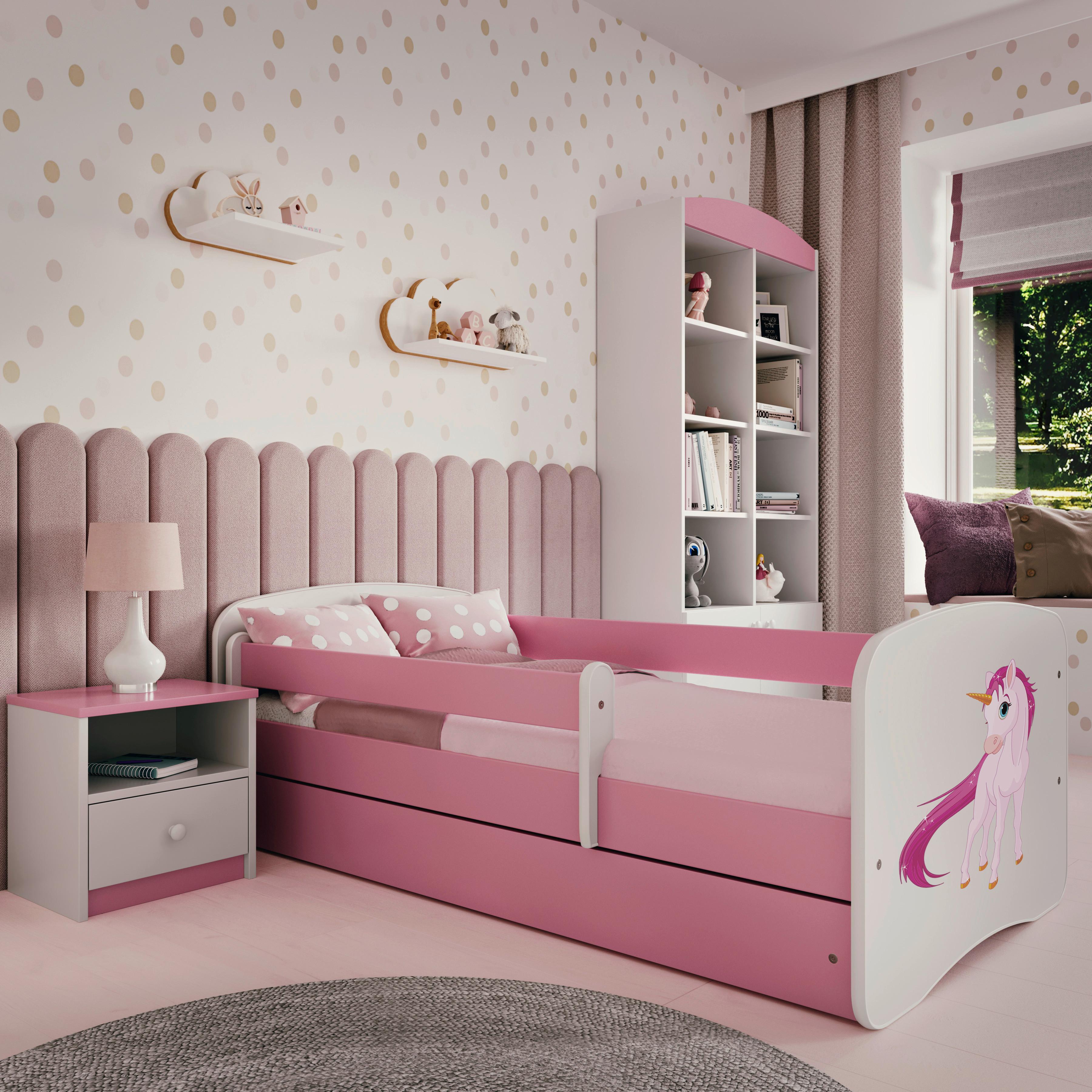 Kinder-/Juniorbett Babydreams Inkl. Matratze 80x160 - Pink/Birkefarben, MODERN, Holz/Holzwerkstoff (80/160cm) - MID.YOU