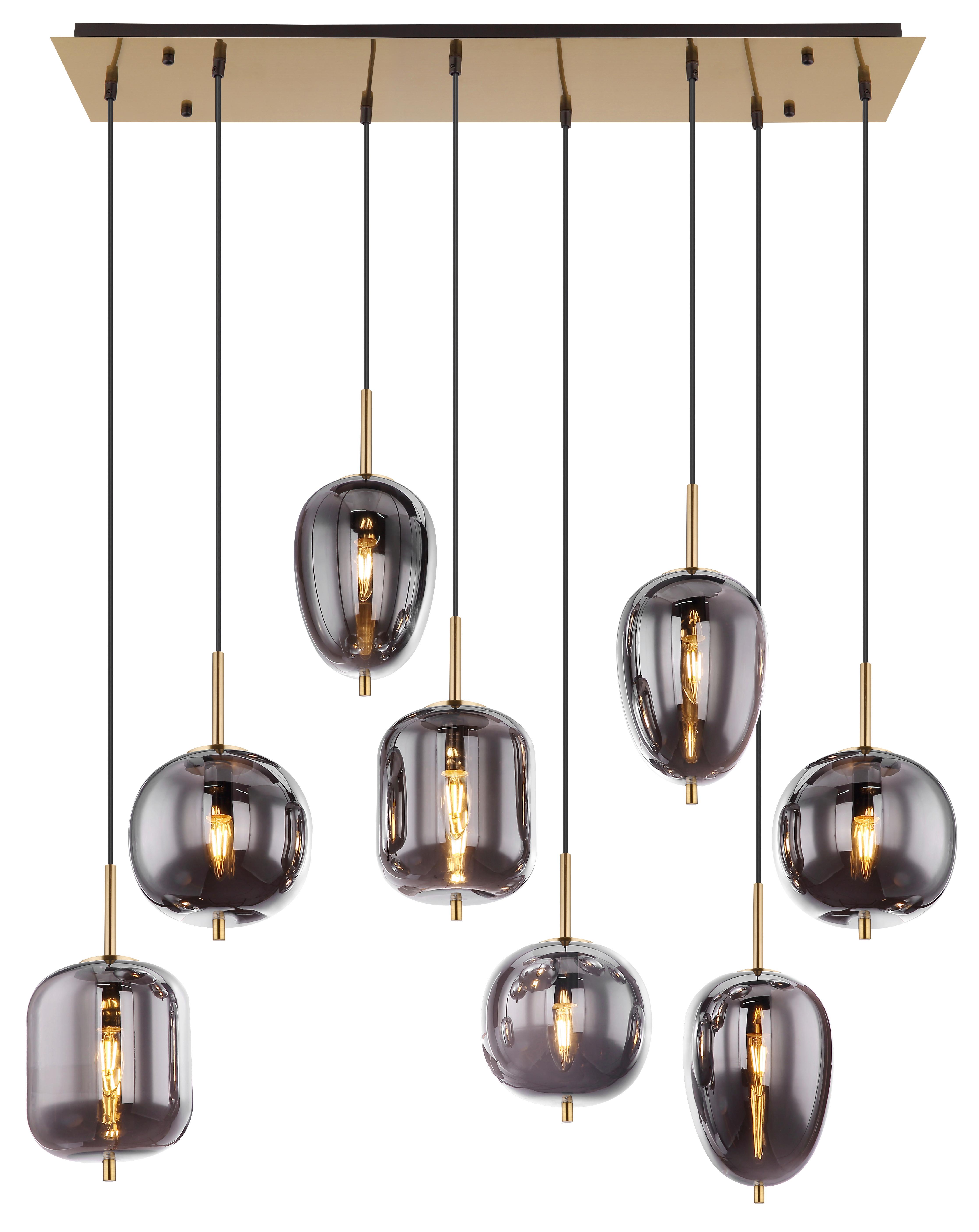 Függőlámpa 15345-8mm - sárgaréz/szürke, Design, Üveg/fém (102,5/34/120cm) - Globo