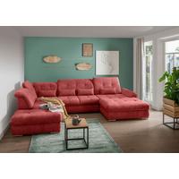 Wohnlandschaft Dalida Rot U: 254x376x195 Cm - Chromfarben/Rot, MODERN, Textil (254/376/195cm) - Livetastic