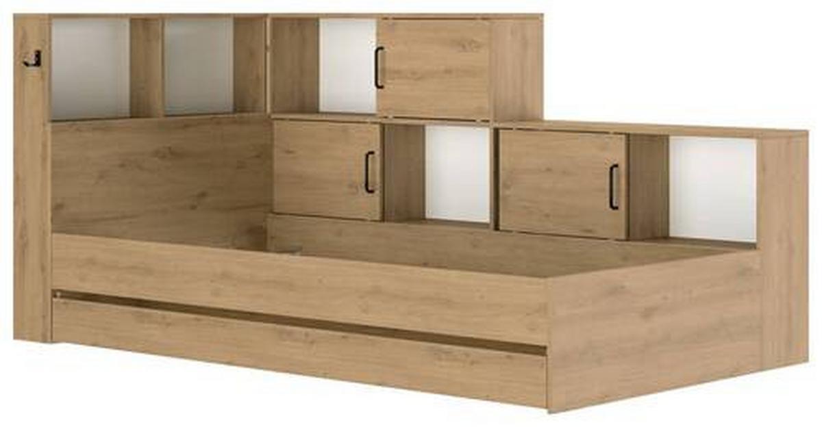 Stauraumbett Erwan - Eiche Artisan/Weiß, MODERN, Holzwerkstoff (90/200cm) - MID.YOU