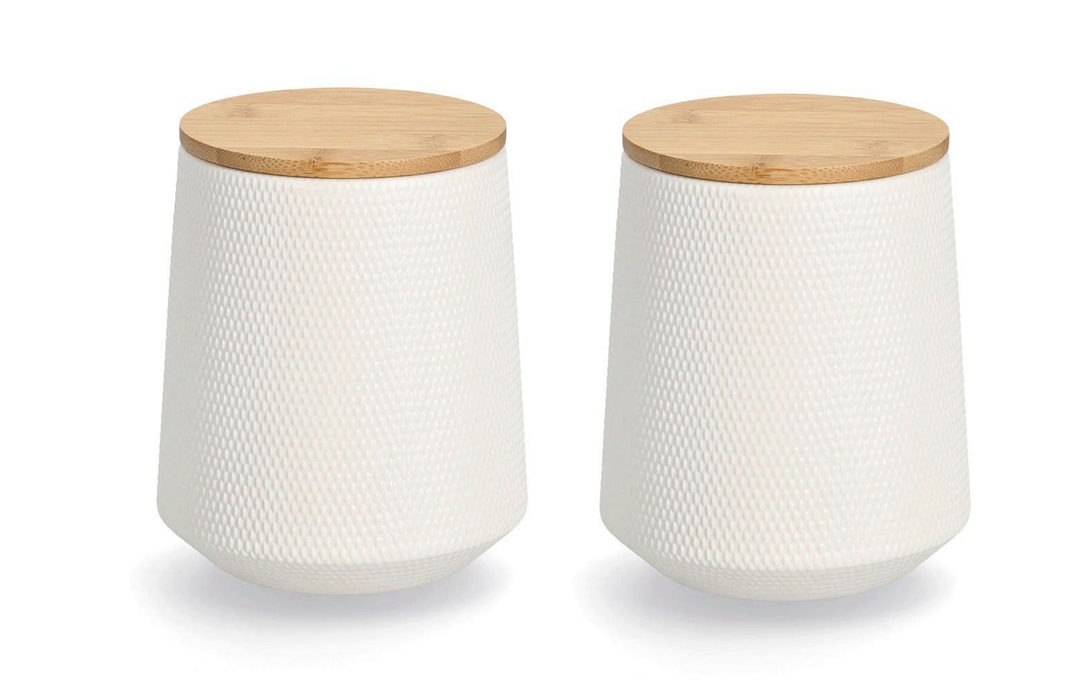 VORRATSDOSENSET Ø/H: ca. 13x15,4 cm, Weiß - Weiß, Basics, Keramik (13/15,4cm) - Zeller Present