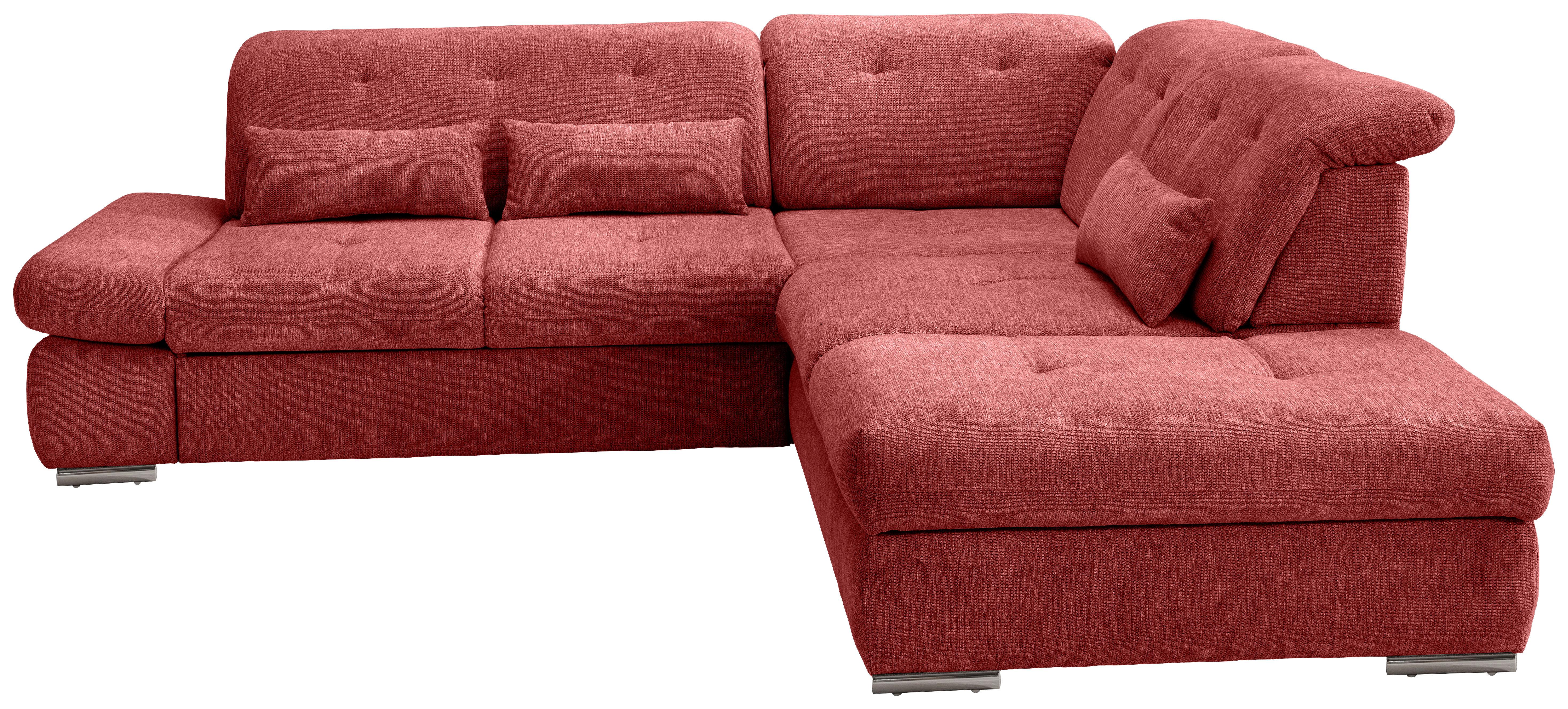 Ecksofa Dalida Rot S: 280x254 Cm - Chromfarben/Rot, MODERN, Textil (280/254cm) - Livetastic