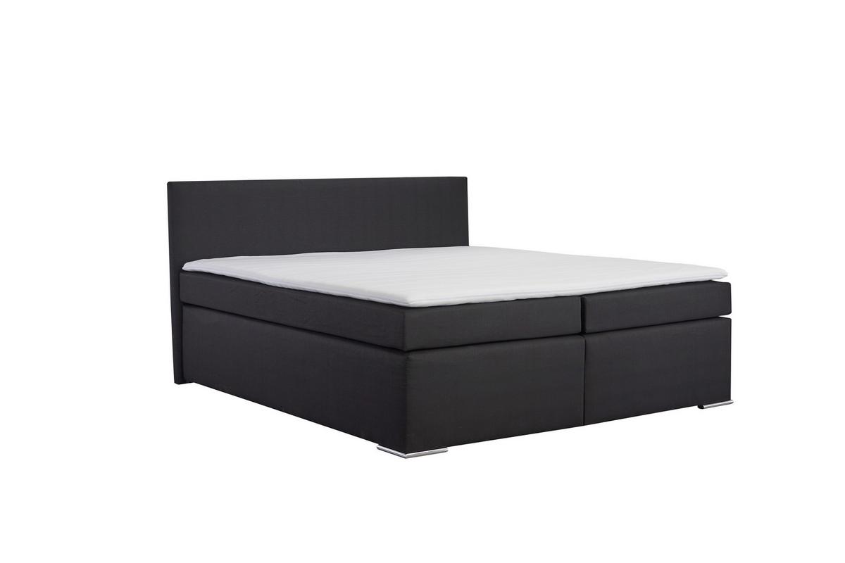 Posteľ Boxspring NERO PL: 180/200cm, čierna - čierna/chrómová, Konventionell, kov/textil (180/200cm)