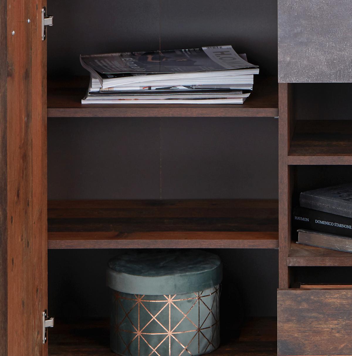 ŠIROKÁ KOMODA ONTARIO - šedá/barvy dubu, Moderní, kompozitní dřevo/plast (162/86/41,5cm) - Ondega