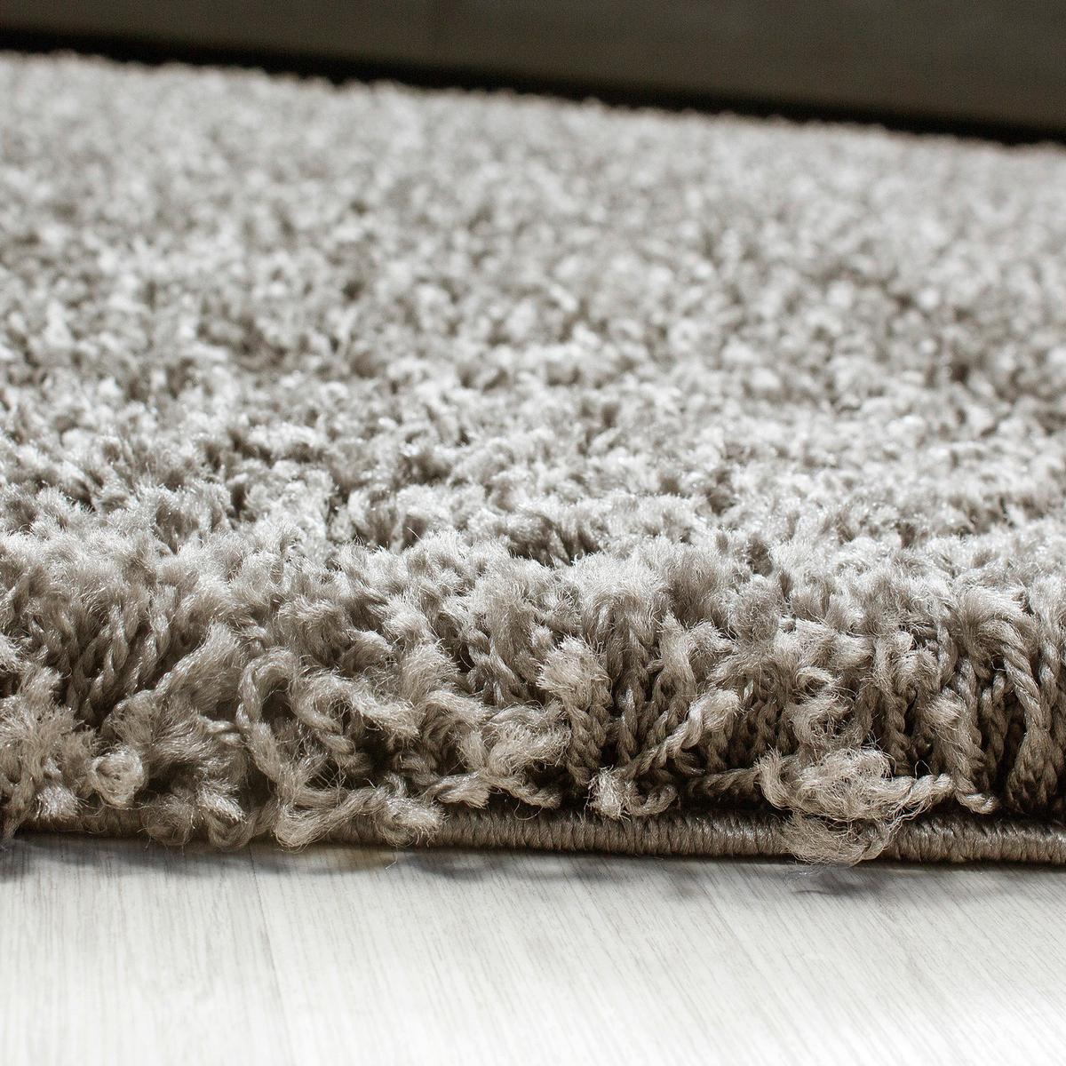 Hochflor Teppich Taupe Dream Rund Ø 120 cm - Taupe, KONVENTIONELL, Textil (120cm) - Novel