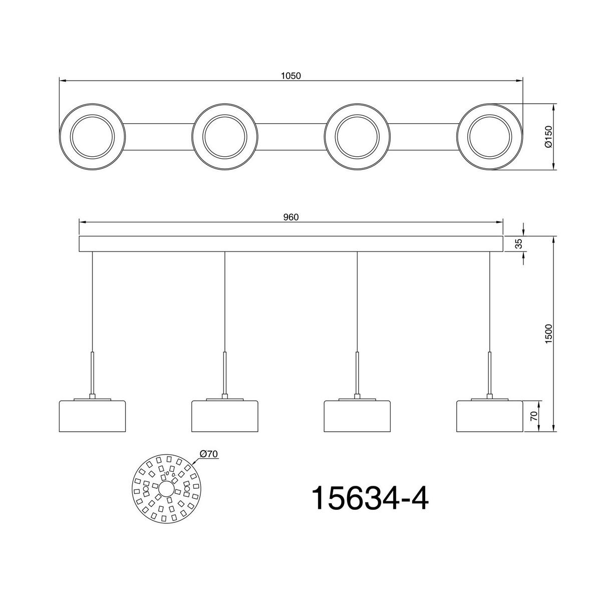 LED-Hängeleuchte 15634-4 Fogsy - Klar/Schwarz, Design, Glas/Kunststoff (105/15/150cm) - Globo