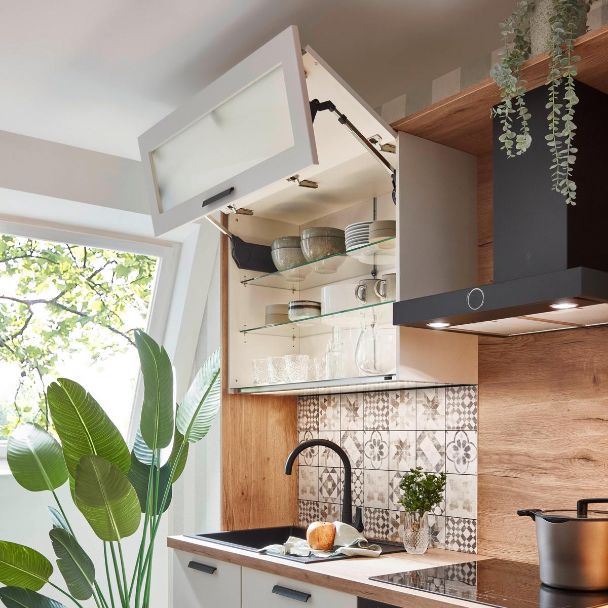 Küchenblock Sofia - Eichefarben/Magnolie, Design, Holzwerkstoff (293cm) - Vertico