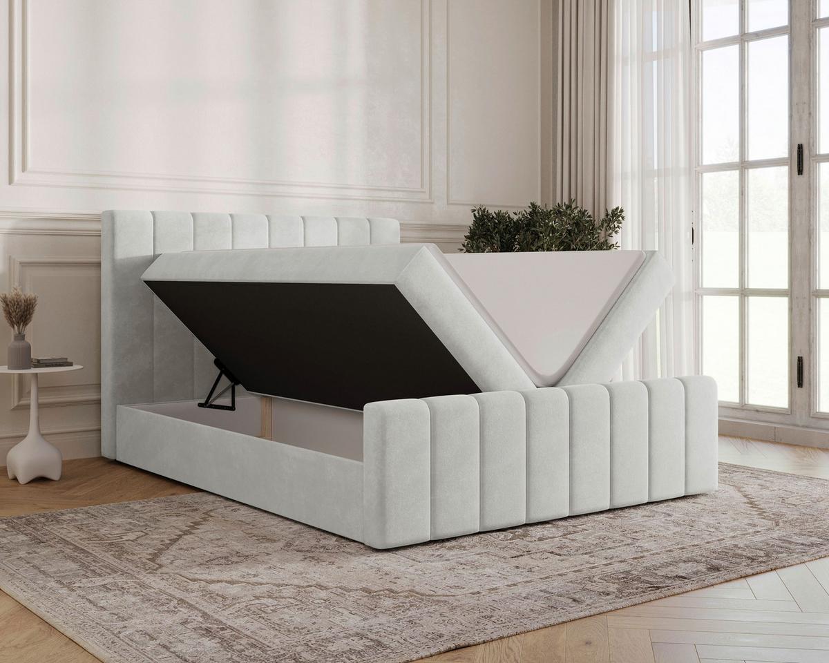 BOXBETT Lila Silberfarben 160x200cm - Silberfarben/Schwarz, MODERN, Holz/Kunststoff (160/200cm) - MID.YOU