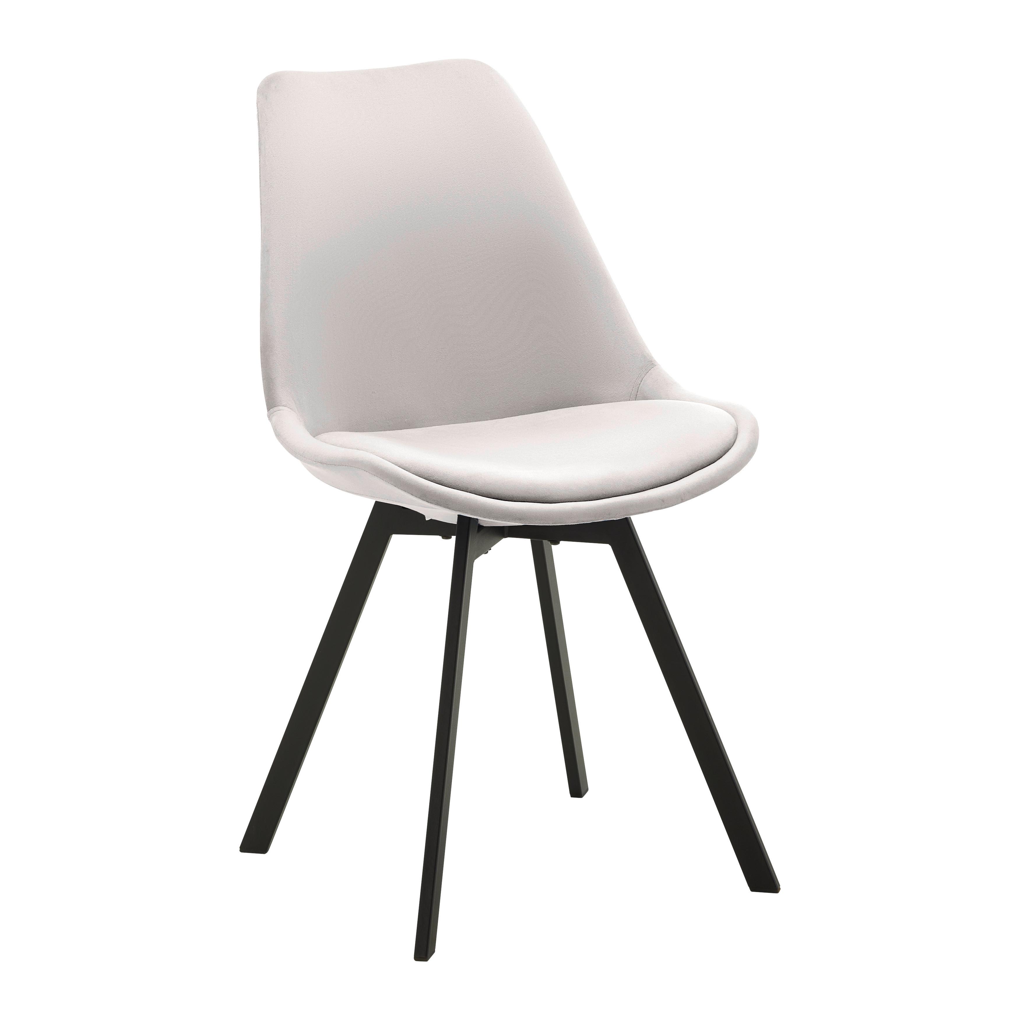 Židle Ze Sametu Mia - Světlošedá - černá/světle šedá, Moderní, kov/textil (45/84/55cm) - P & B