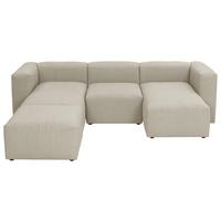 Wohnlandschaft Lena Creme Flachgewebe - Creme, Design, Textil (235/275/160cm) - Max Winzer