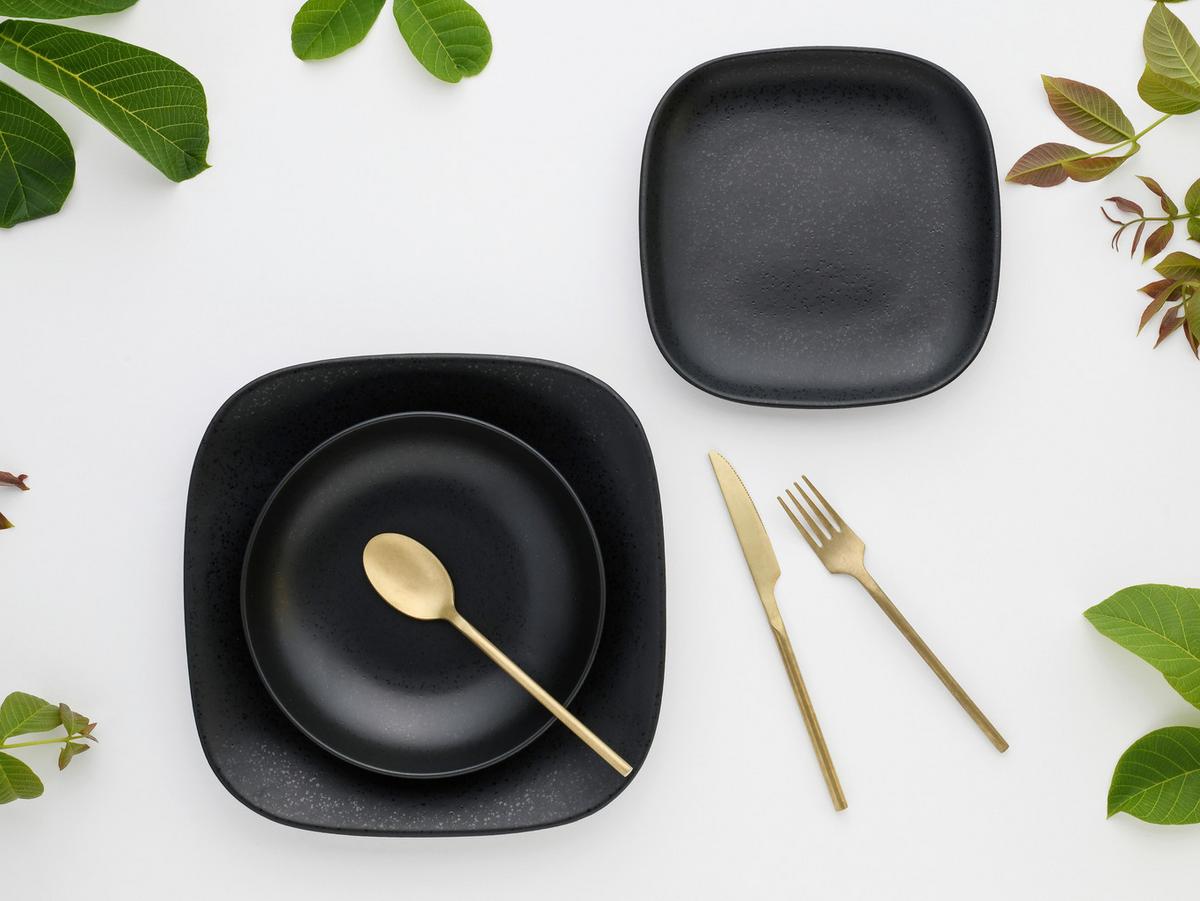 Tafelservice Magic Black Square, 12--Teilig., Schwarz - Schwarz, Basics, Keramik - Creatable