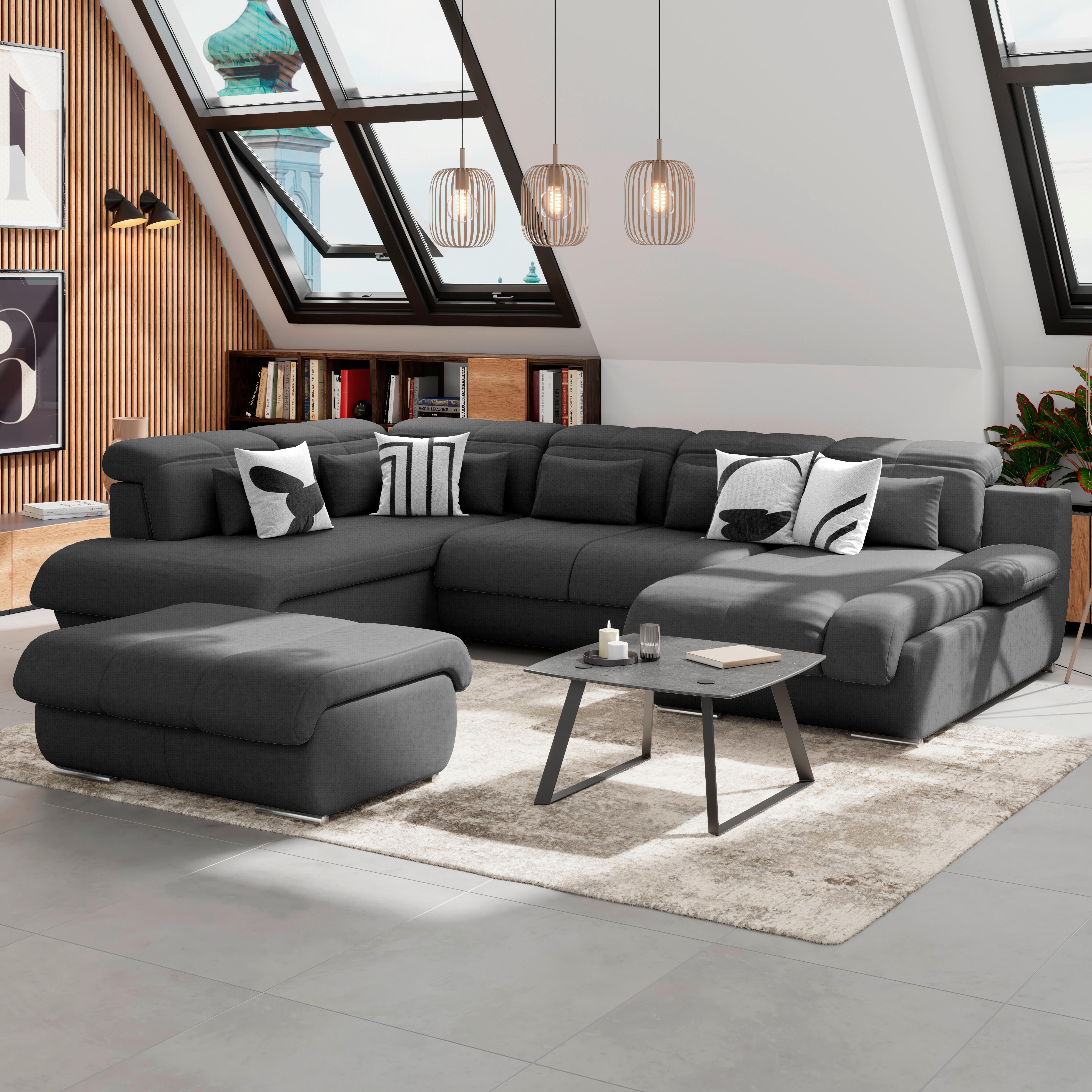 Sedacia súprava MULTI tvar U, antracitová - antracitová/chrómová, Modern, kov/textil (228/345/184cm) - Luca Bessoni
