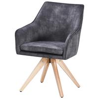 Polsterstuhl Lisa Samt Schwarz Echtholz Beine - Schwarz/Naturfarben, KONVENTIONELL, Holz/Textil (62/83/63cm)