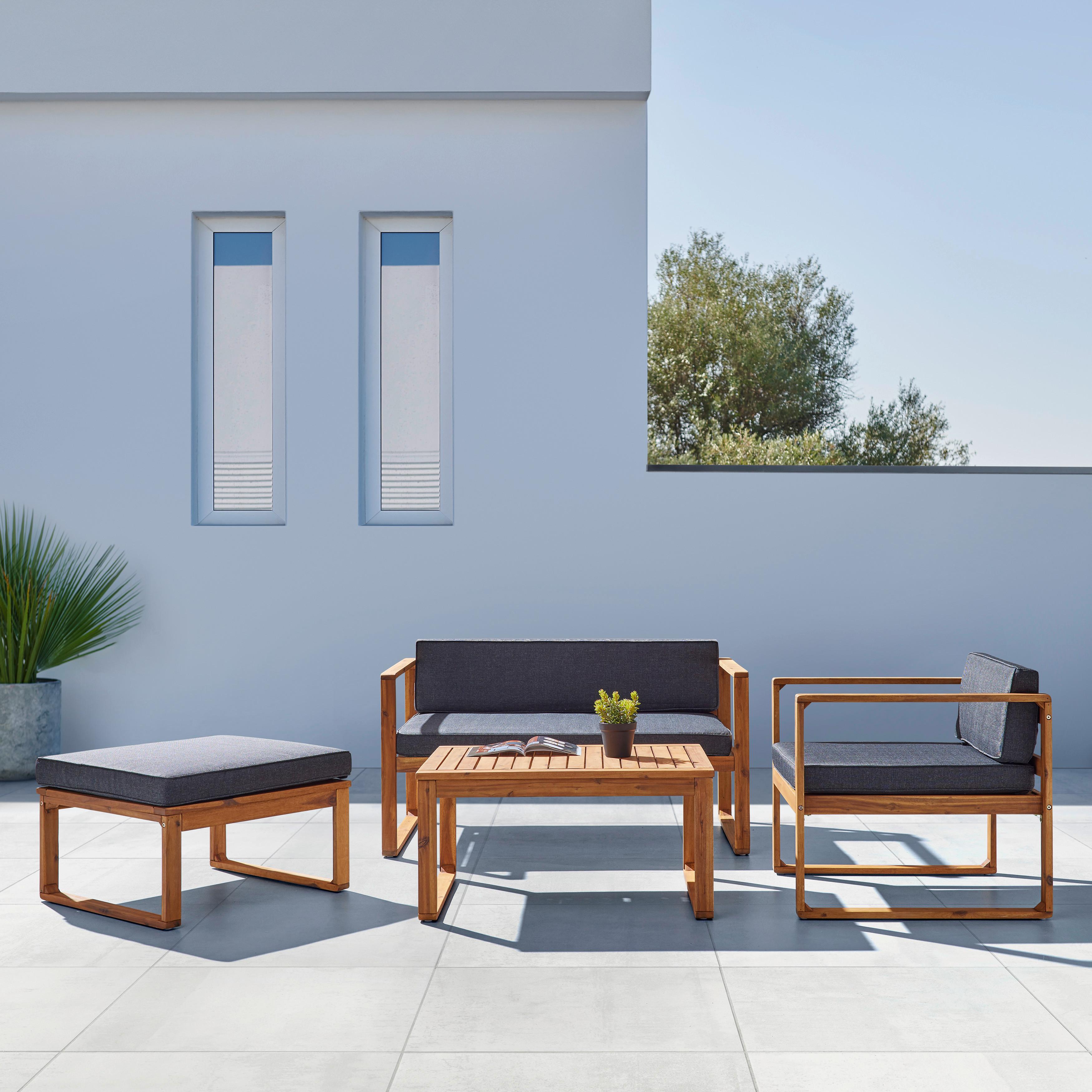 Zahradní sedací souprava ELIO tmavěšedá - tmavě šedá, Moderní, dřevo (120/60/68cm) - Bessagi Garden