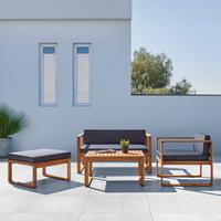 Zahradní sedací souprava ELIO tmavěšedá - tmavě šedá, Moderní, dřevo (120/60/68cm) - Bessagi Garden