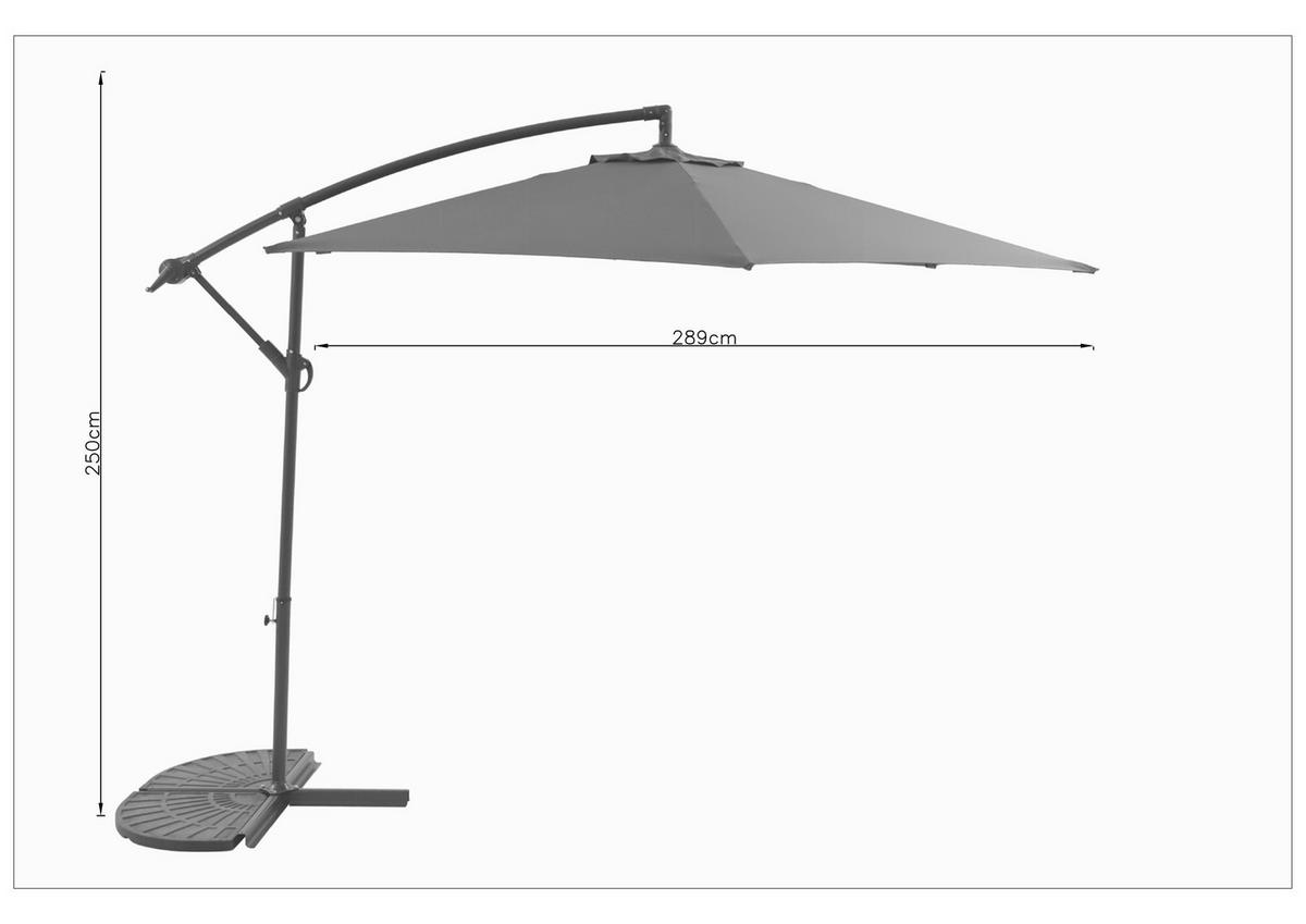 Sonnenschirm Carmen - Dunkelgrau, Trend, Textil/Metall (292cm) - Beldano