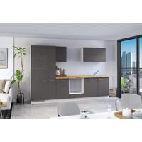 Küchenzeile Ip1200 Ohne Geräte 310 Cm Grafit / Eiche - Eichefarben/Graphitfarben, Basics, Holzwerkstoff (310cm) - Impuls