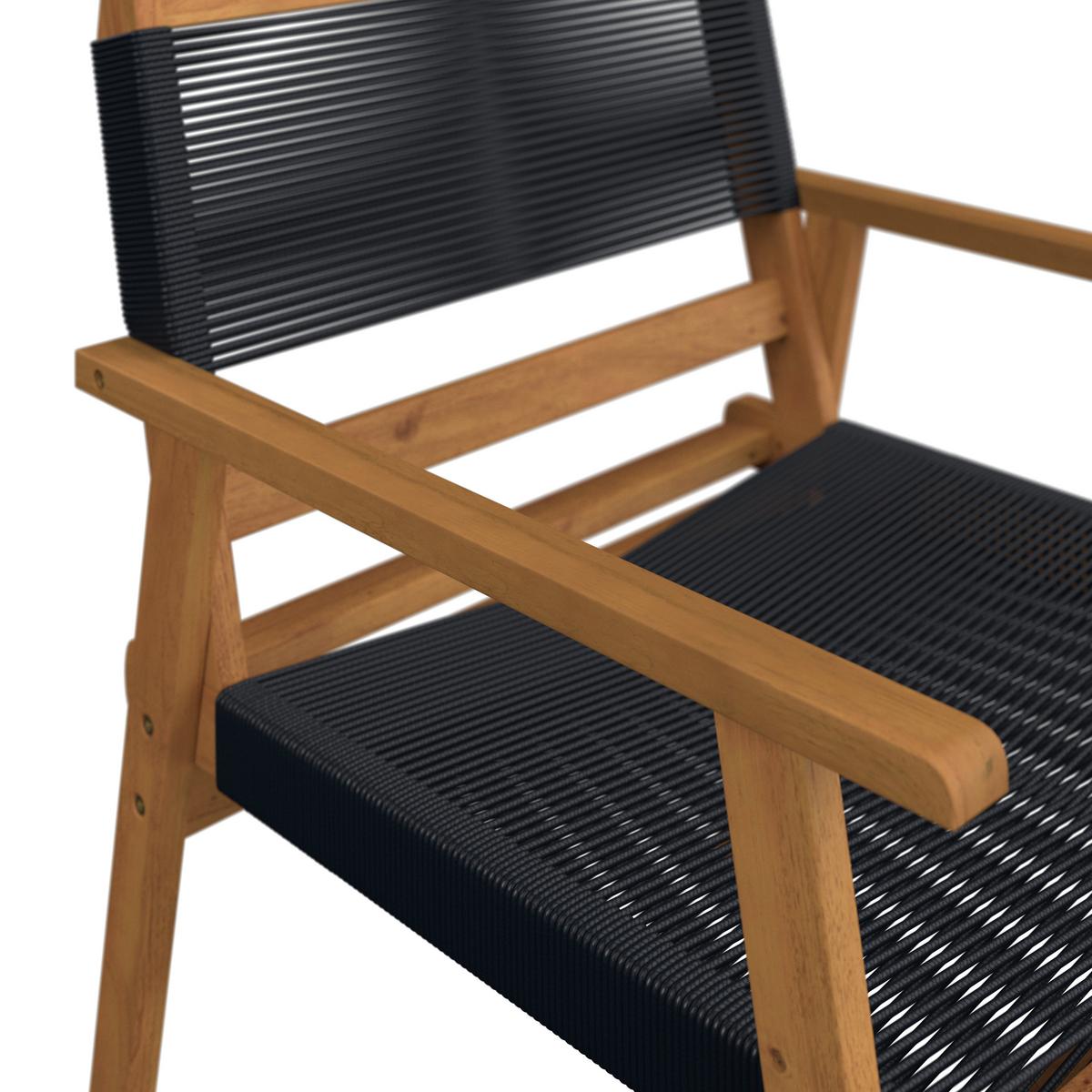 Terasová sedací souprava ENRICA - černá/barvy akácie, Moderní, dřevo/plast (120/84/70cm) - Bessagi Garden