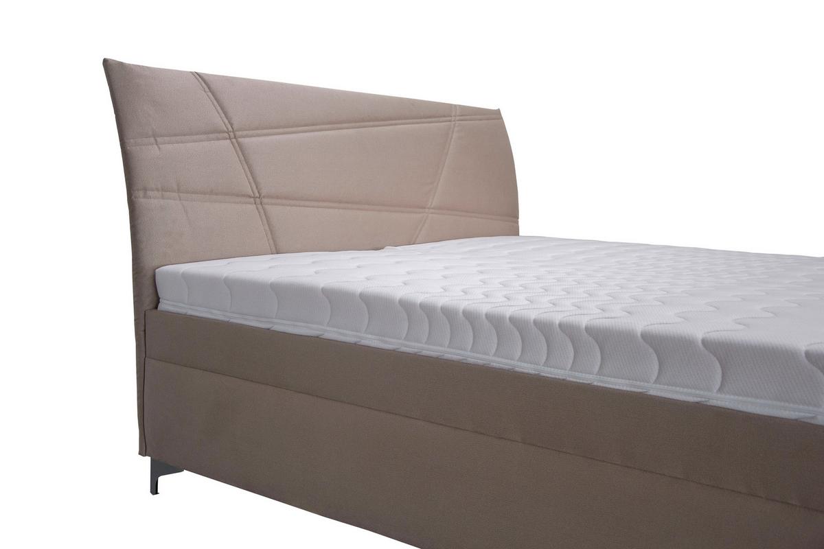 Čalúnená posteľ LAUREN 160x200, béžová, text. koža - biela/antracitová, Konventionell, drevo/textil (160/200cm)