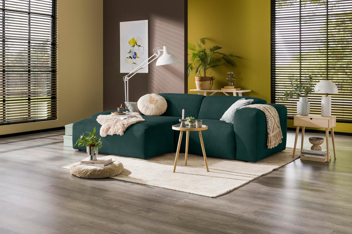 Ecksofa Hannah Grün 170x252 cm - Schwarz/Grün, Design, Textil (170/252cm) - MID.YOU