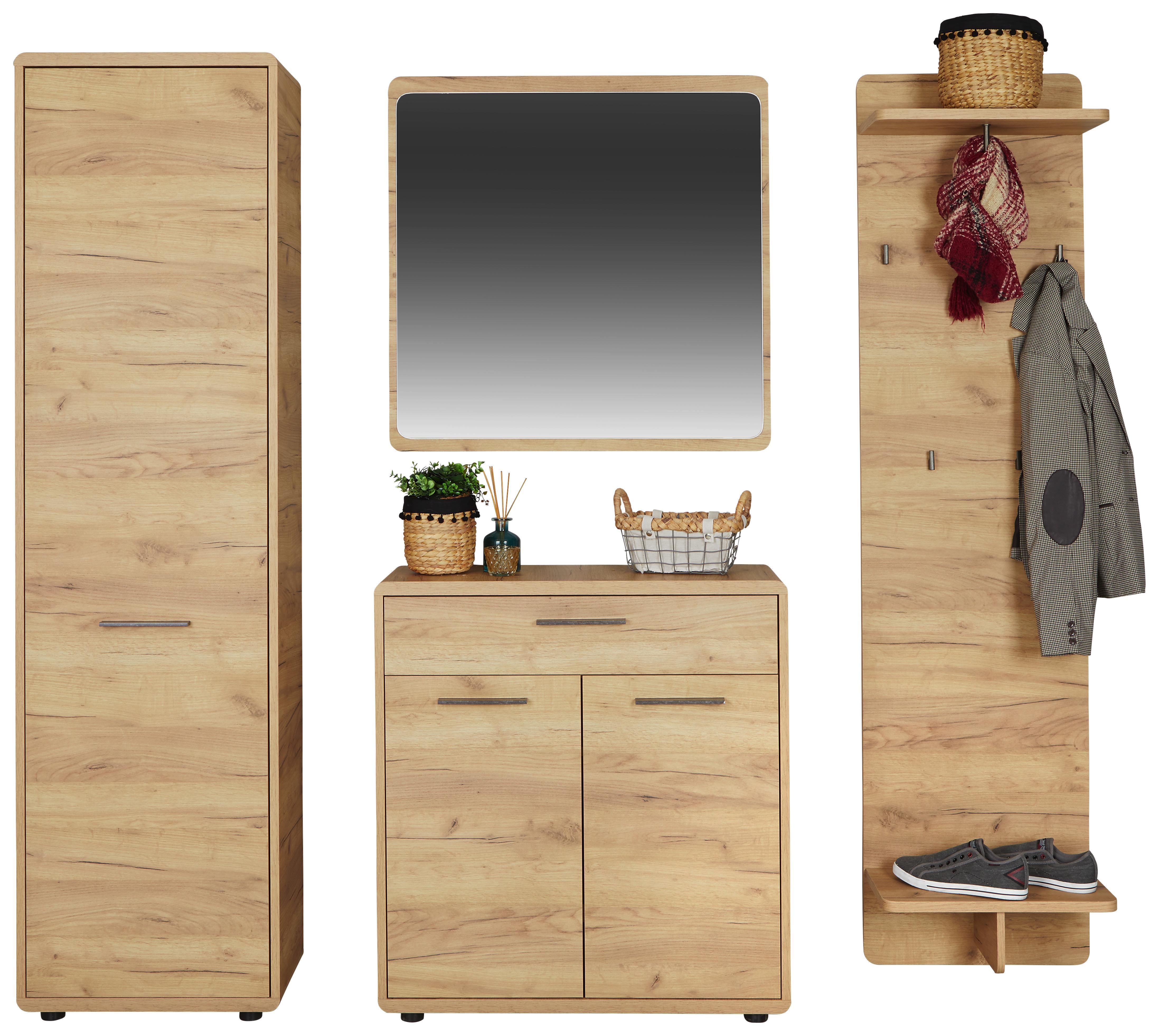 Garderobenkombination Fontana2 B:218cm Kraft Eiche Gold Dekor - Eichefarben, MODERN, Holzwerkstoff (218/198/32cm)