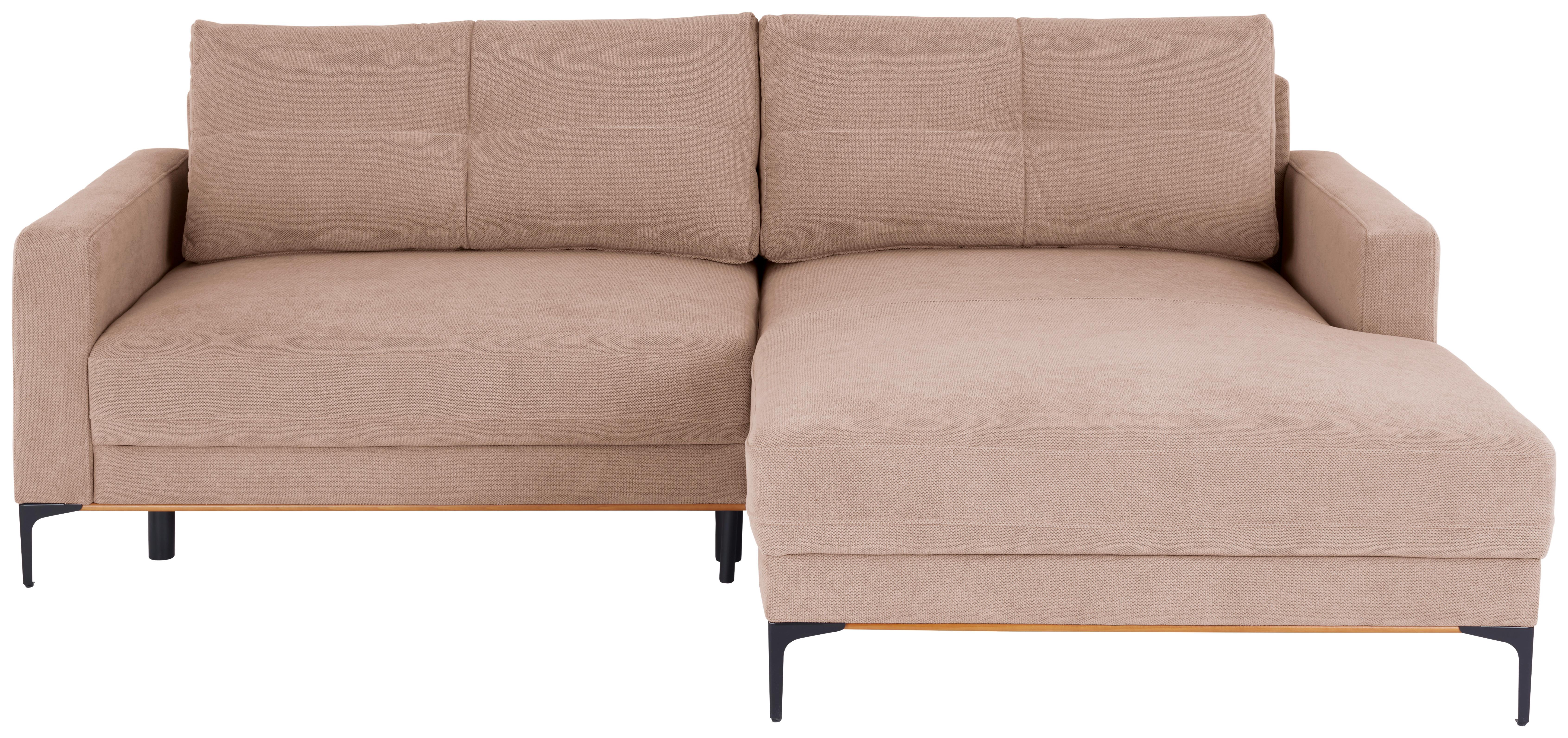 Rohová sedačka BERGAMO, pravá, růžová - růžová/černá, Moderní, kov/textil (238/162cm) - Ondega